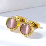 Personalized Cat's Eye Round Wedding Cufflinks