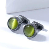 Personalized Cat's Eye Round Wedding Cufflinks