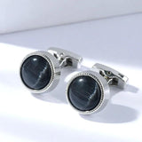 Personalized Cat's Eye Round Wedding Cufflinks