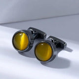 Personalized Cat's Eye Round Wedding Cufflinks