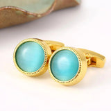 Personalized Cat's Eye Round Wedding Cufflinks