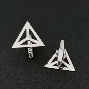 Triangle Symbol Stainless Steel Mens Cufflinks