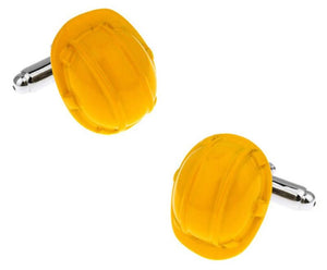 iGame Safety Helmet Cuff Links Novelty Hat Yellow Brass