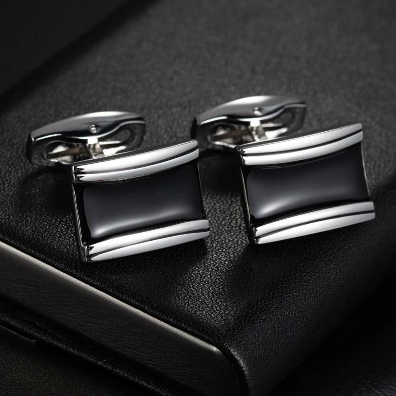 Men's Grid Stripes Cufflinks Wedding Jewelry Gemelos Square Cuff Links