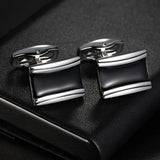Men's Grid Stripes Cufflinks Wedding Jewelry Gemelos Square Cuff Links