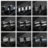 Men's Grid Stripes Cufflinks Wedding Jewelry Gemelos Square Cuff Links