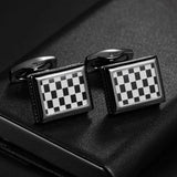 Men's Grid Stripes Cufflinks Wedding Jewelry Gemelos Square Cuff Links