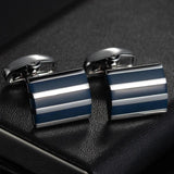 Men's Grid Stripes Cufflinks Wedding Jewelry Gemelos Square Cuff Links