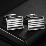Men's Grid Stripes Cufflinks Wedding Jewelry Gemelos Square Cuff Links