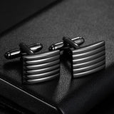 Men's Grid Stripes Cufflinks Wedding Jewelry Gemelos Square Cuff Links