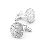 Round Crystal Check Cufflinks For Men Copper Silver Cuff Links