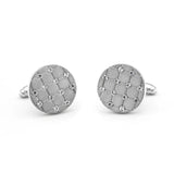 Round Crystal Check Cufflinks For Men Copper Silver Cuff Links