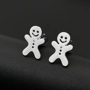 Christmas Gingerbread Man Charm Cufflinks Stainless Steel Yule Jewelry