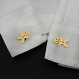 Christmas Gingerbread Man Charm Cufflinks Stainless Steel Yule Jewelry