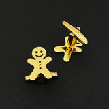 Christmas Gingerbread Man Charm Cufflinks Stainless Steel Yule Jewelry