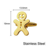 Christmas Gingerbread Man Charm Cufflinks Stainless Steel Yule Jewelry