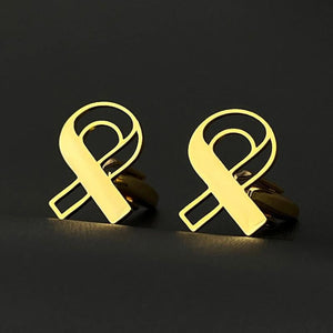 LGBT Ribbon Cufflinks for Men Women Shirt Clasp Clips Stainless Steel