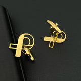 LGBT Ribbon Cufflinks for Men Women Shirt Clasp Clips Stainless Steel