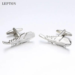 Feather Cufflink Tie Clip Lepton Feather Cuff Shirt Men Cufflinks