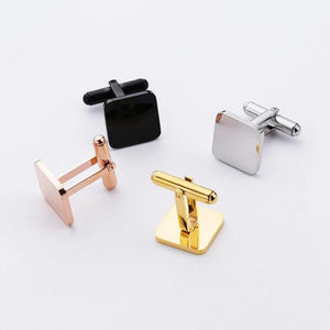 Men's Stainless Steel Square Cufflinks Customizable Logo Tie Clip