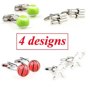 Men's Sports Cufflink Basketball Tennis Cuff Link Set