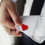 Red Heart Cufflinks Valentine Gift Tuxedo Button For Him