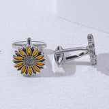 Funny Flower Pair Cufflinks Novelty Yellow Sunflower Orange Plant Cuff Links