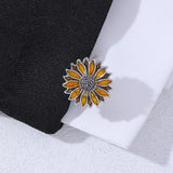 Funny Flower Pair Cufflinks Novelty Yellow Sunflower Orange Plant Cuff Links