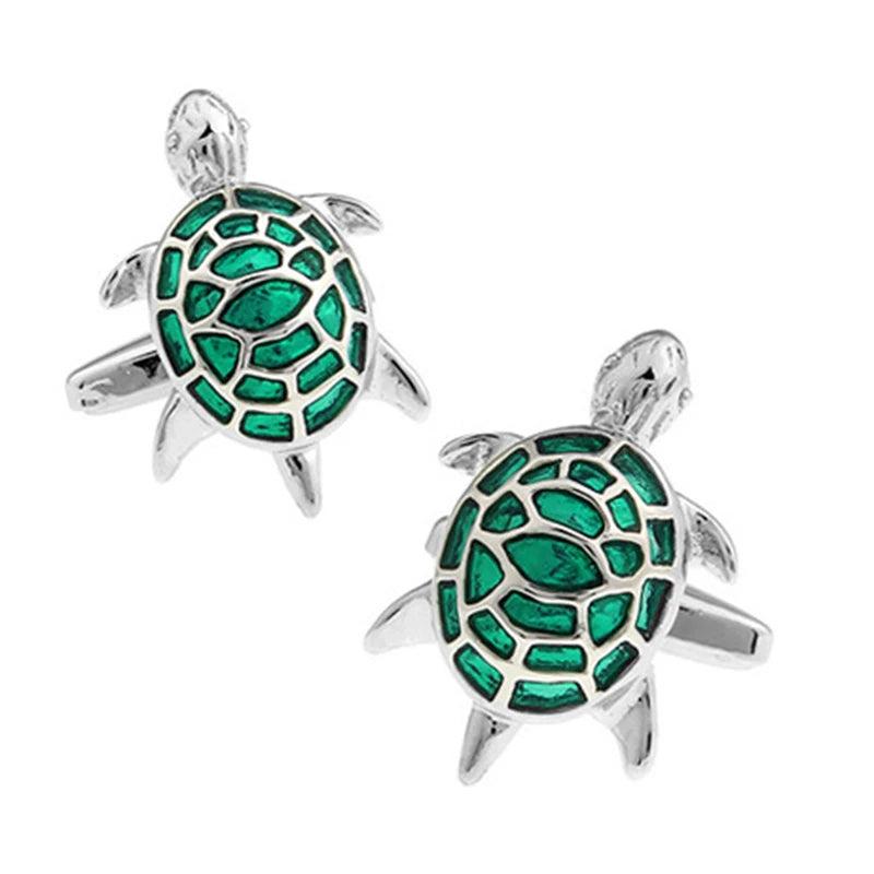 Funny Green Turtle Cufflinks Enamel Cuff Links Men's Jewelry
