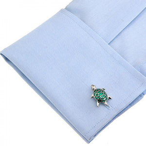 Funny Green Turtle Cufflinks Enamel Cuff Links Men's Jewelry