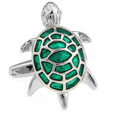 Funny Green Turtle Cufflinks Enamel Cuff Links Men's Jewelry