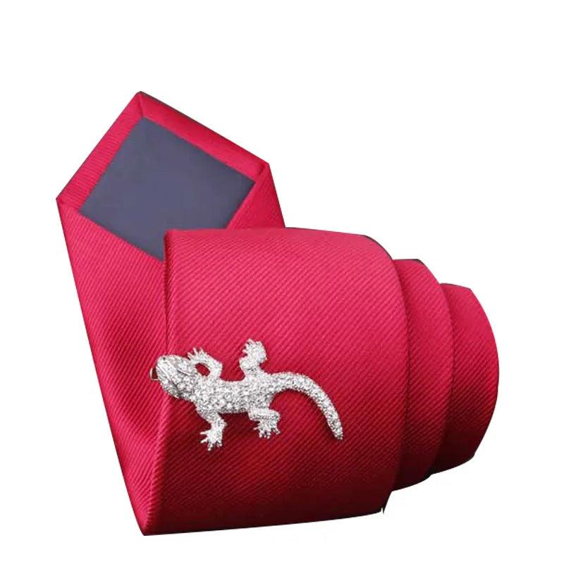 Stainless Steel Lizard Pattern Tie Bar Clip