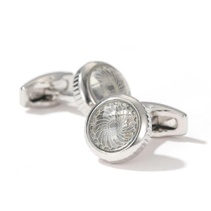 Men's High Round Silver Metal Cufflinks XK20S046