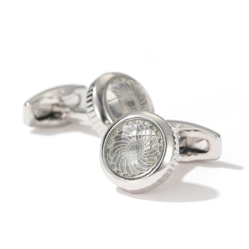 Men's High Round Silver Metal Cufflinks XK20S046