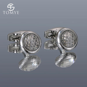 Men's High Round Silver Metal Cufflinks XK20S046
