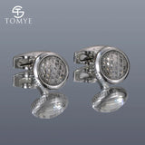 Men's High Round Silver Metal Cufflinks XK20S046