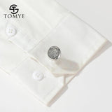 Men's High Round Silver Metal Cufflinks XK20S046