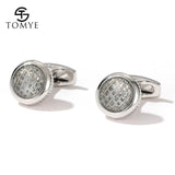 Men's High Round Silver Metal Cufflinks XK20S046