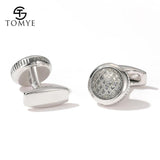 Men's High Round Silver Metal Cufflinks XK20S046
