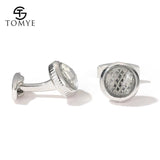 Men's High Round Silver Metal Cufflinks XK20S046