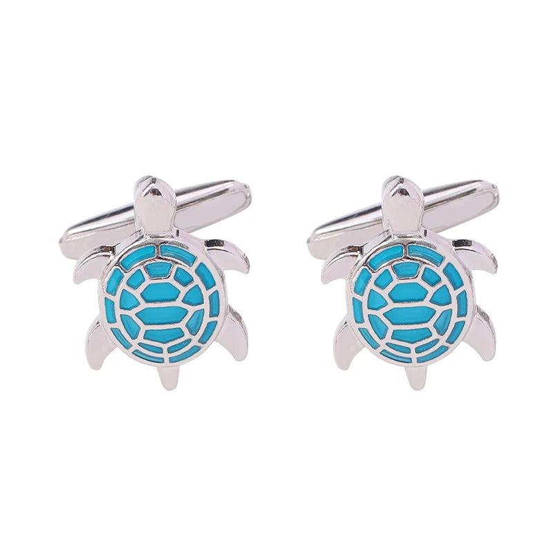 Men's Turtle Cufflinks Red Green Enamel Suit Tuxedo Jewelry