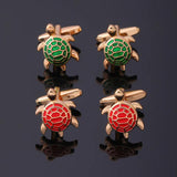 Men's Turtle Cufflinks Red Green Enamel Suit Tuxedo Jewelry