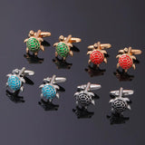 Men's Turtle Cufflinks Red Green Enamel Suit Tuxedo Jewelry