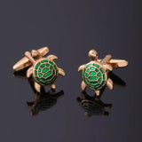 Men's Turtle Cufflinks Red Green Enamel Suit Tuxedo Jewelry