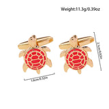Men's Turtle Cufflinks Red Green Enamel Suit Tuxedo Jewelry