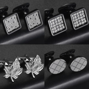 Silver Leaf Square Cufflinks for Men