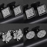 Silver Leaf Square Cufflinks for Men