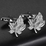 Silver Leaf Square Cufflinks for Men