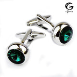 iGame Green Stone Cuff Links Silver Brass for Men