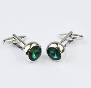 iGame Green Stone Cuff Links Silver Brass for Men